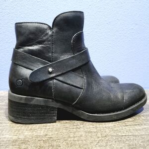 Born Tori Leather Bootie Womens Black Boots Size 10 M